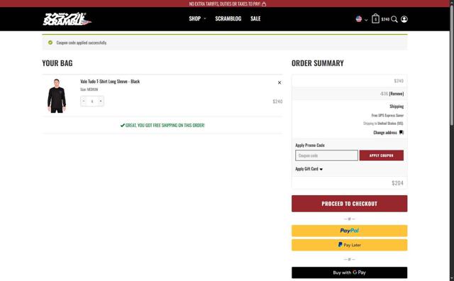 Scramble checkout page showing Scramble promo code box | Screenshot taken by SimplyCodes community member on Aug 13, 2025