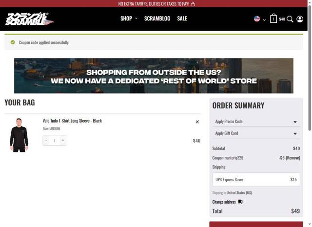 Scramble checkout page showing Scramble promo code box | Screenshot taken by SimplyCodes community member on Sep 15, 2025