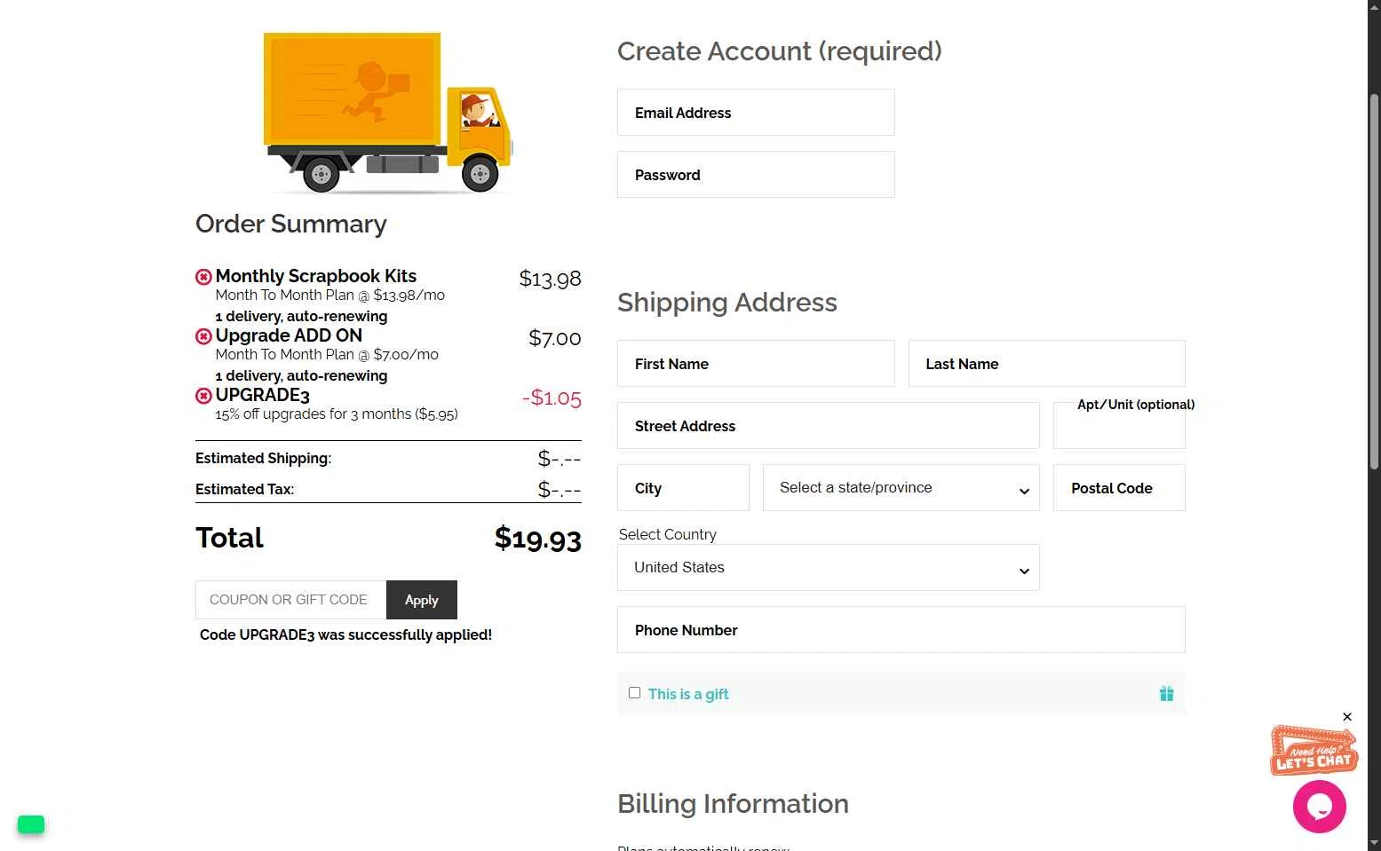 Scrapbooking Store checkout page showing Scrapbooking Store promo code box | Screenshot taken by SimplyCodes community member on Jul 10, 2025