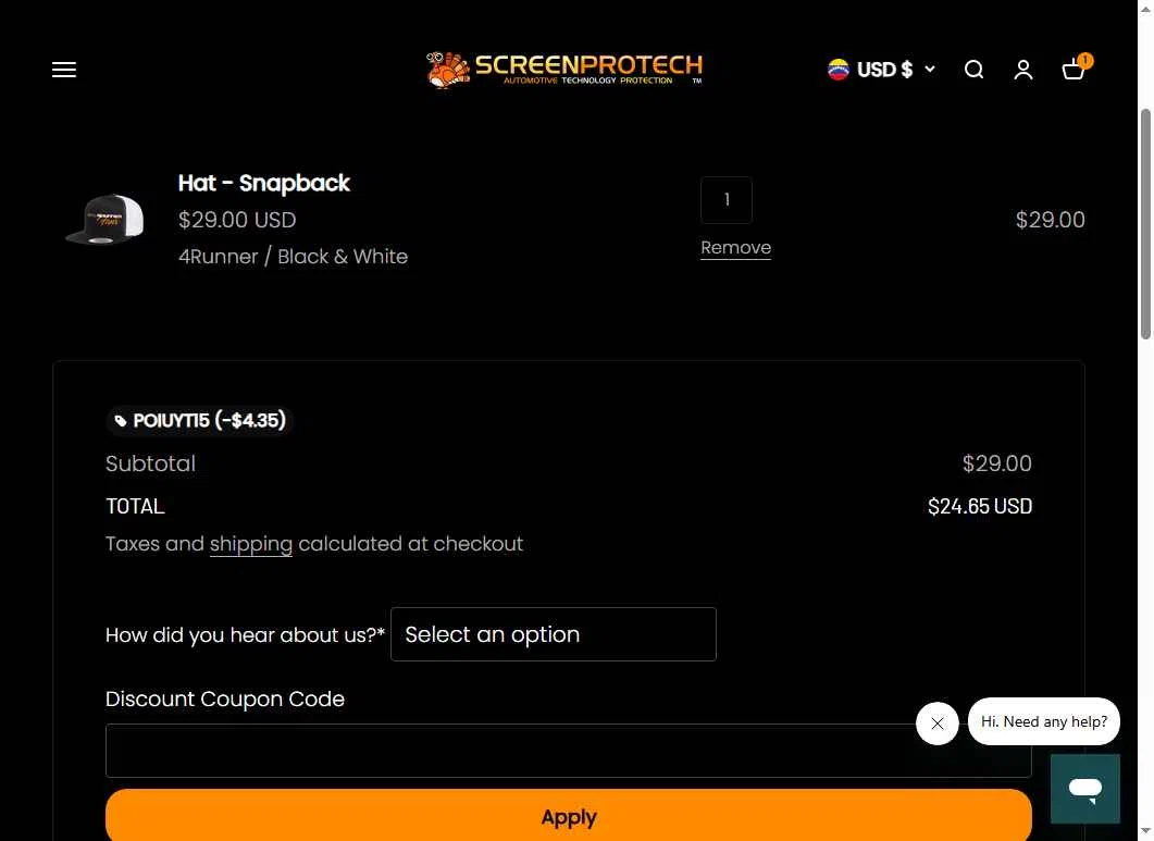 Screen ProTech checkout page showing Screen ProTech discount code box | Screenshot taken by SimplyCodes community member on Nov 20, 2025