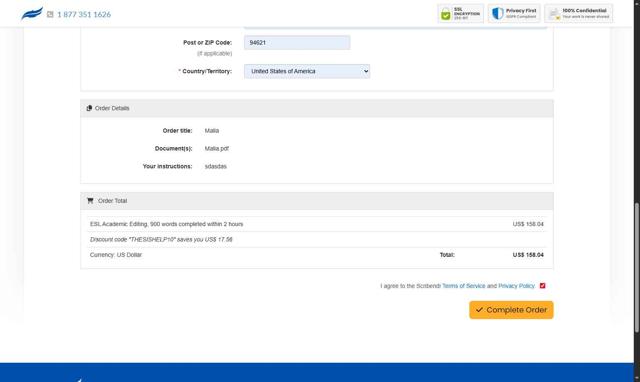 Scribendi checkout page showing Scribendi discount code box | Screenshot taken by SimplyCodes community member on Jul 4, 2025