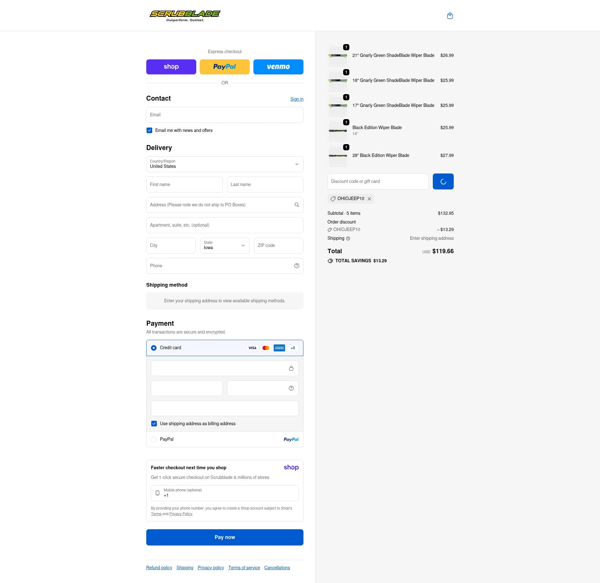 Scrubblade checkout page showing Scrubblade discount code box | Screenshot taken by SimplyCodes community member on Jan 8, 2026