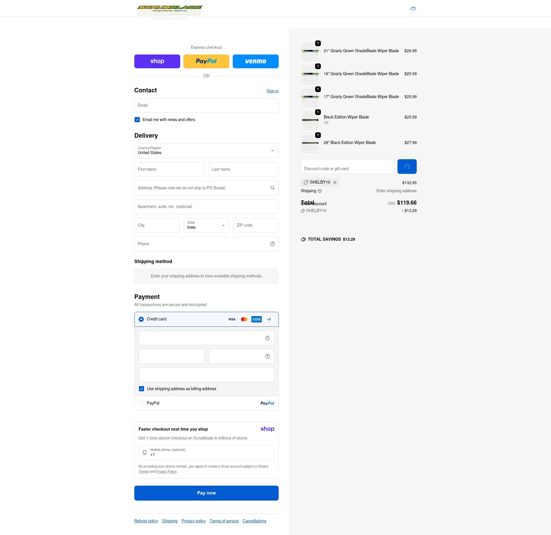Scrubblade checkout page showing Scrubblade discount code box | Screenshot taken by SimplyCodes community member on Jan 8, 2026