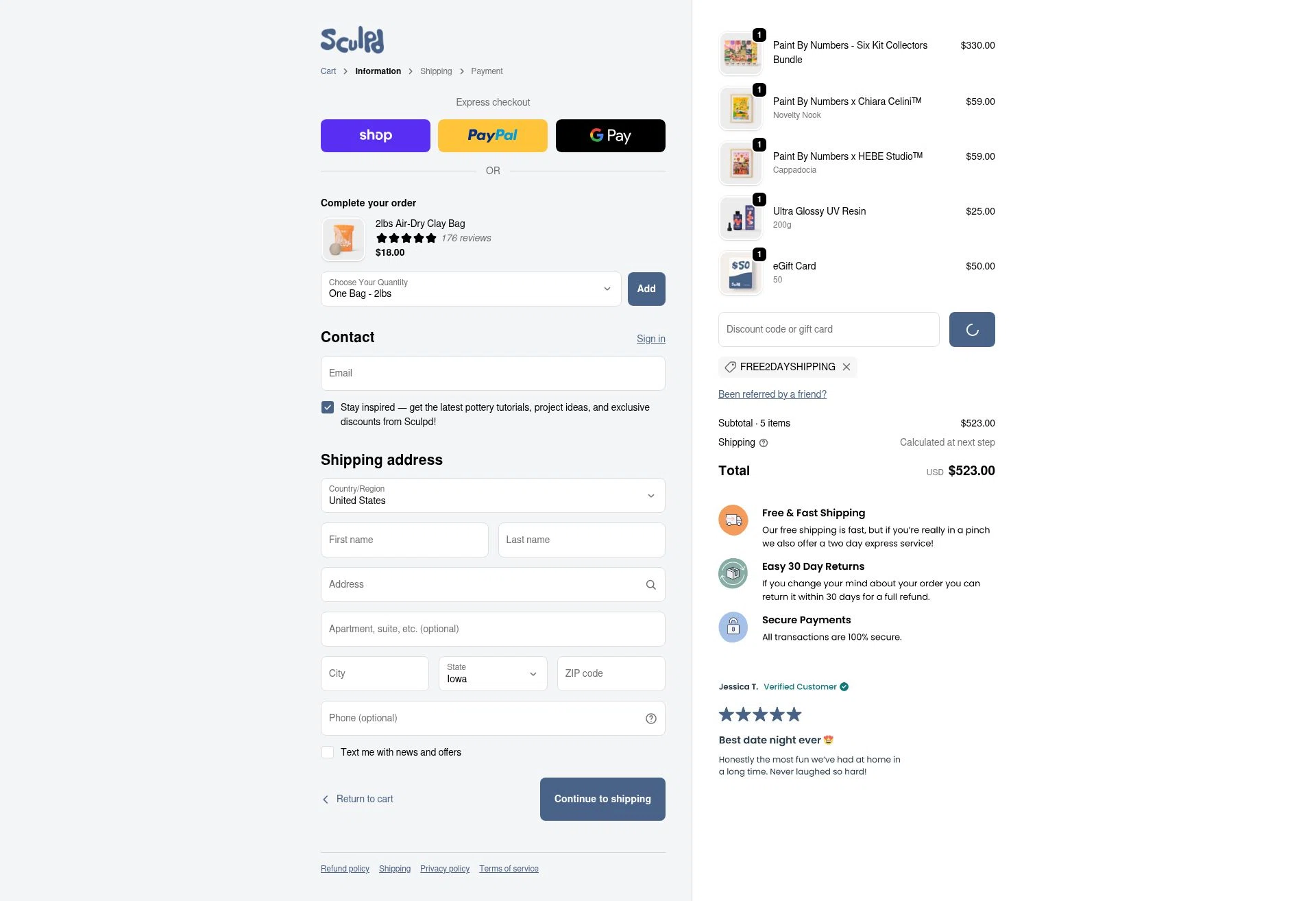 Sculpd US checkout page showing Sculpd US promo code box | Screenshot taken by SimplyCodes community member on Dec 22, 2025