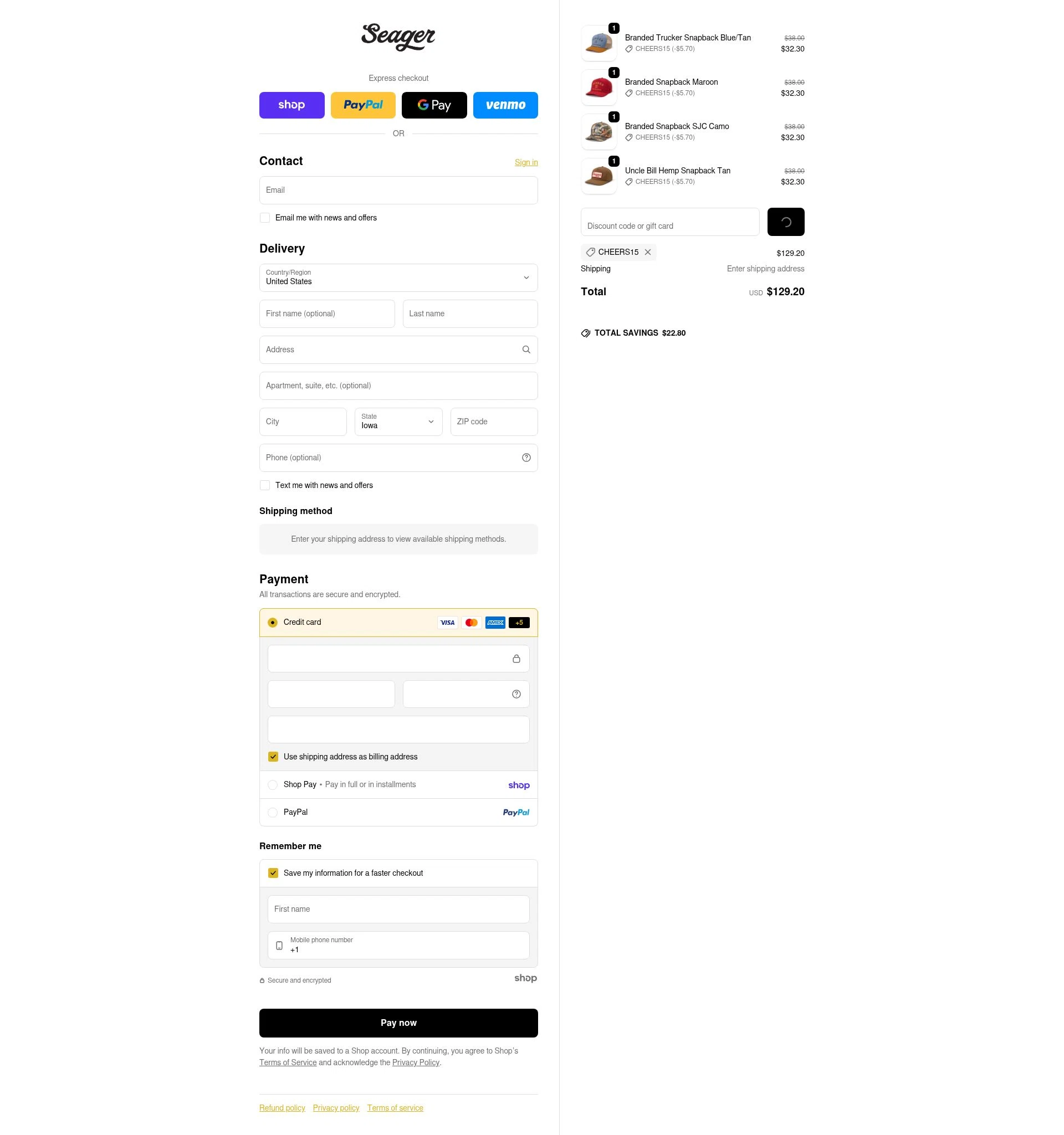 Seager checkout page showing Seager discount code box | Screenshot taken by SimplyCodes community member on Jan 26, 2026