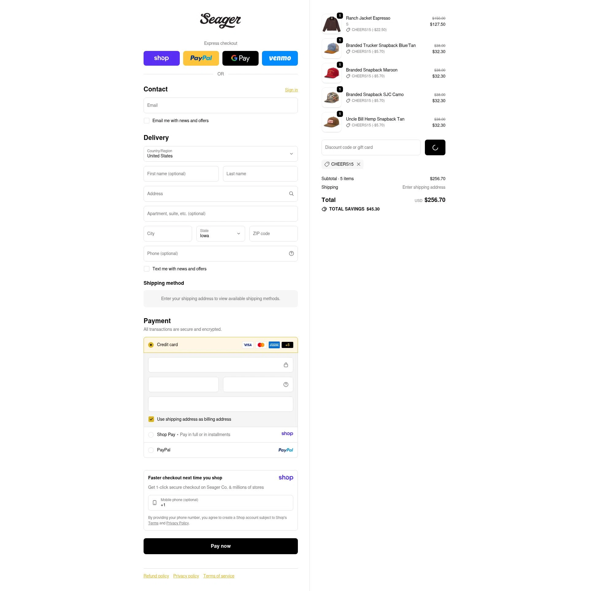 Seager checkout page showing Seager discount code box | Screenshot taken by SimplyCodes community member on Jan 16, 2026