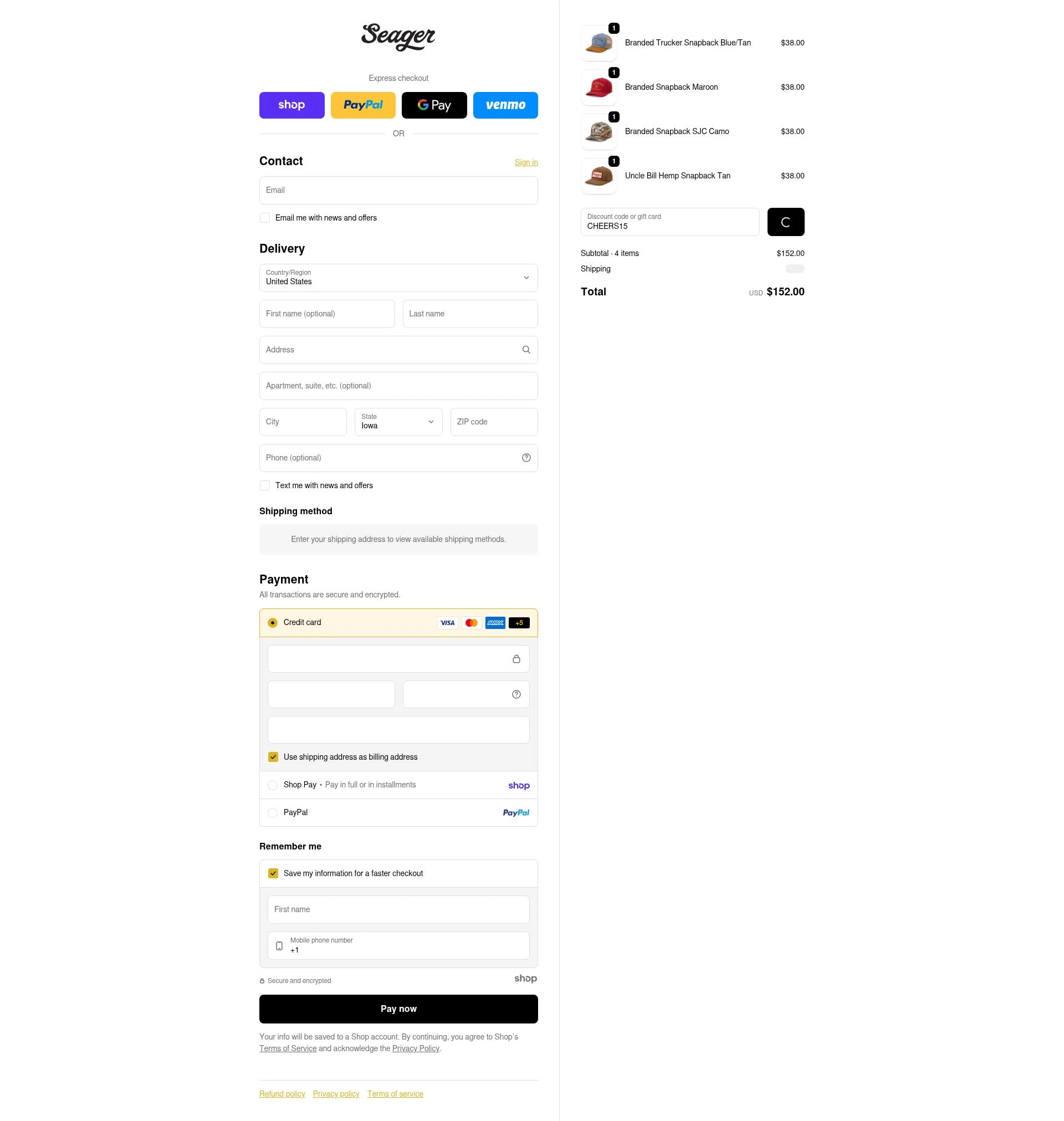 Seager checkout page showing Seager discount code box | Screenshot taken by SimplyCodes community member on Jan 21, 2026