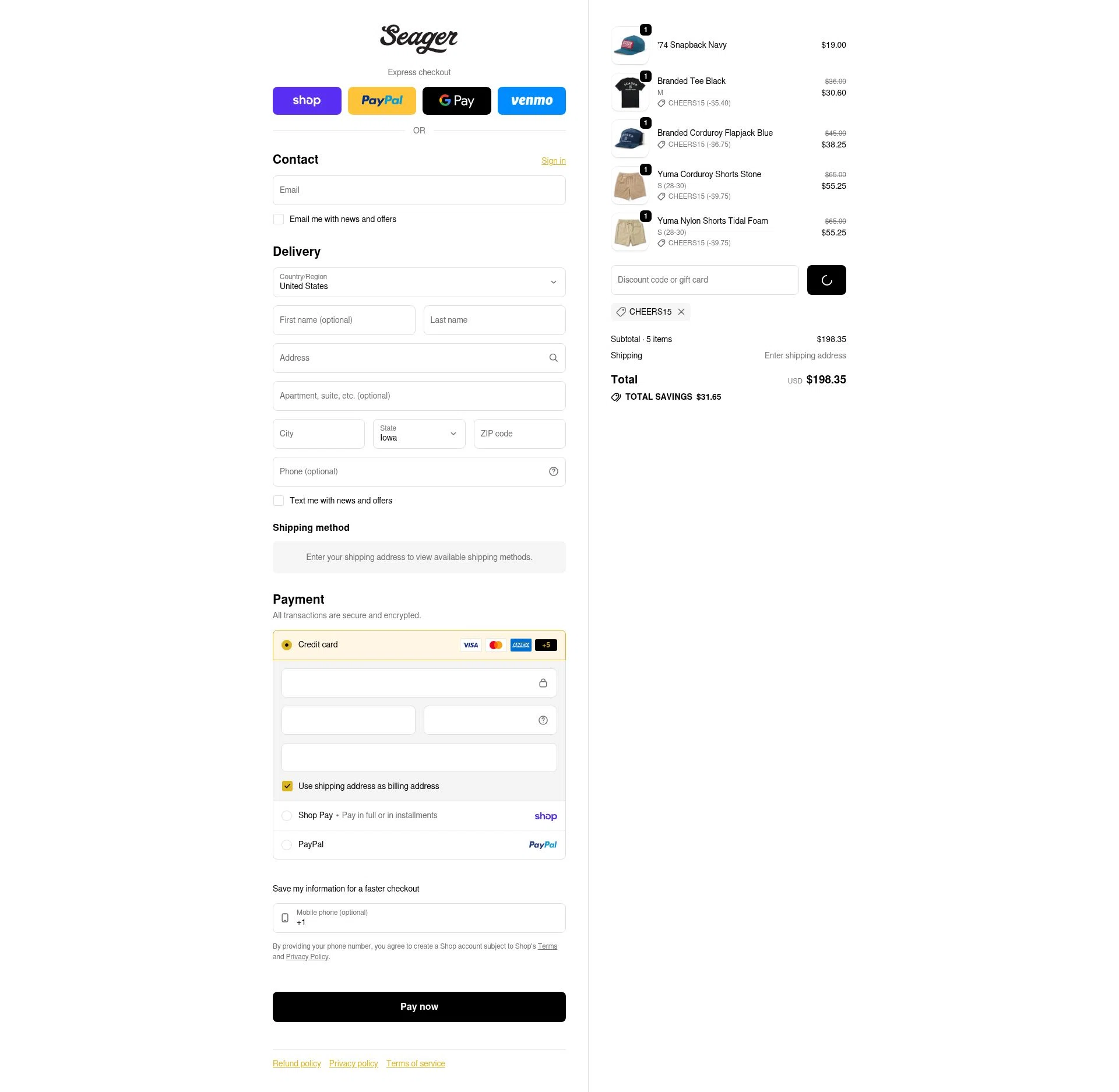 Seager checkout page showing Seager discount code box | Screenshot taken by SimplyCodes community member on Feb 12, 2026