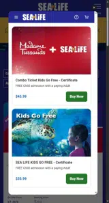 SEA LIFE Orlando coupon verification screenshot