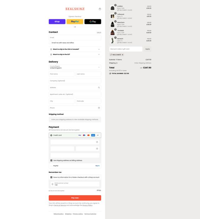 Sealskinz UK checkout page showing Sealskinz UK promo code box | Screenshot taken by SimplyCodes community member on Sep 8, 2025