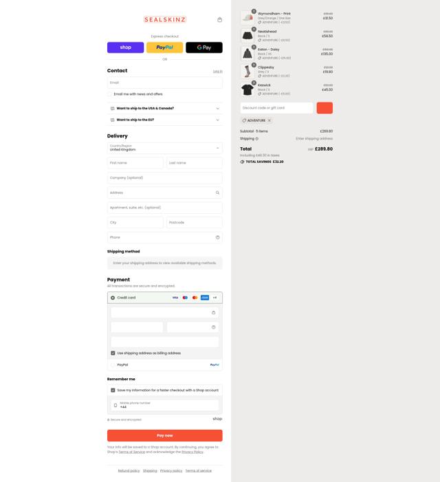 Sealskinz UK checkout page showing Sealskinz UK promo code box | Screenshot taken by SimplyCodes community member on Sep 3, 2025