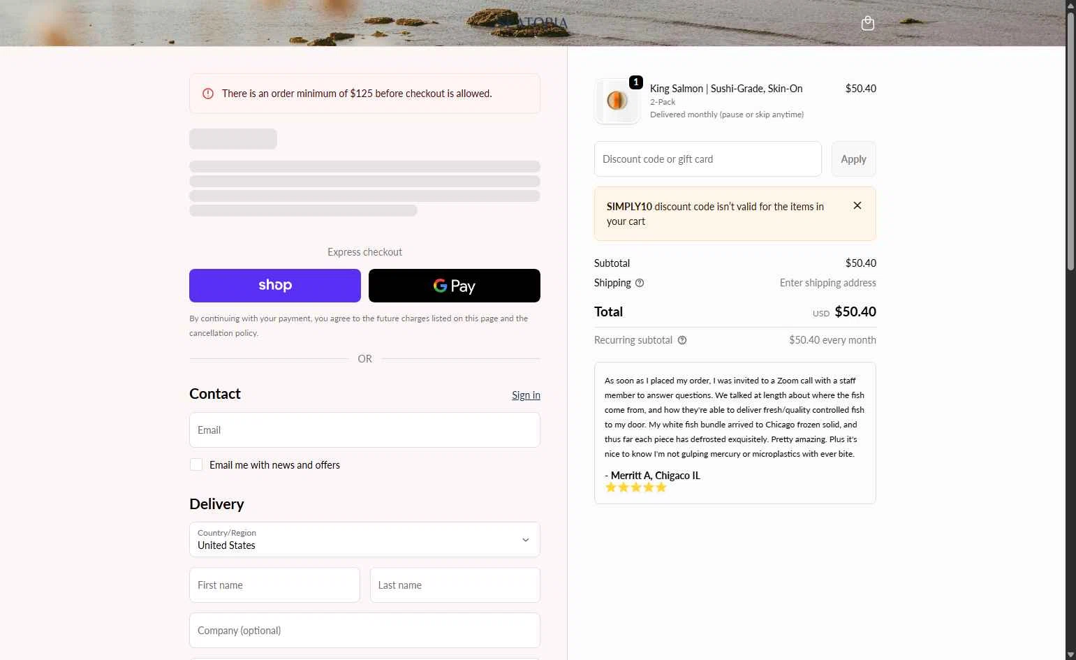 Seatopia checkout page showing Seatopia discount code box | Screenshot taken by SimplyCodes community member on Jan 26, 2026