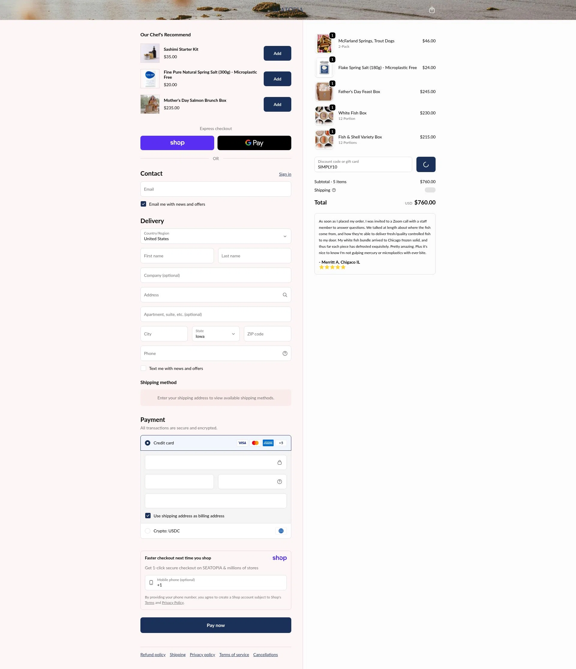 Seatopia checkout page showing Seatopia discount code box | Screenshot taken by SimplyCodes community member on Jan 16, 2026