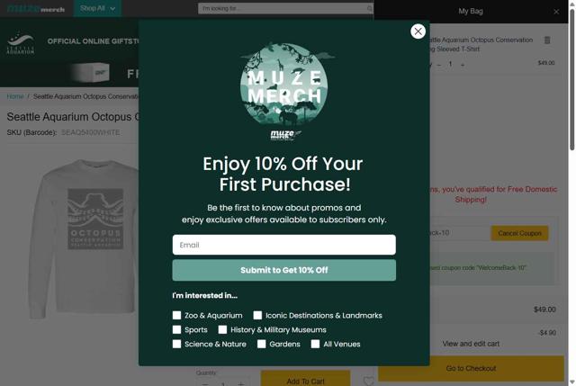 Seattle Aquarium checkout page showing Seattle Aquarium promo code box | Screenshot taken by SimplyCodes community member on Aug 20, 2025