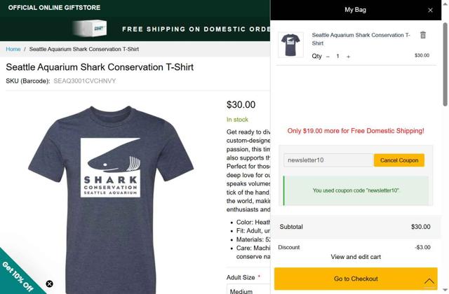 Seattle Aquarium checkout page showing Seattle Aquarium promo code box | Screenshot taken by SimplyCodes community member on Sep 13, 2025