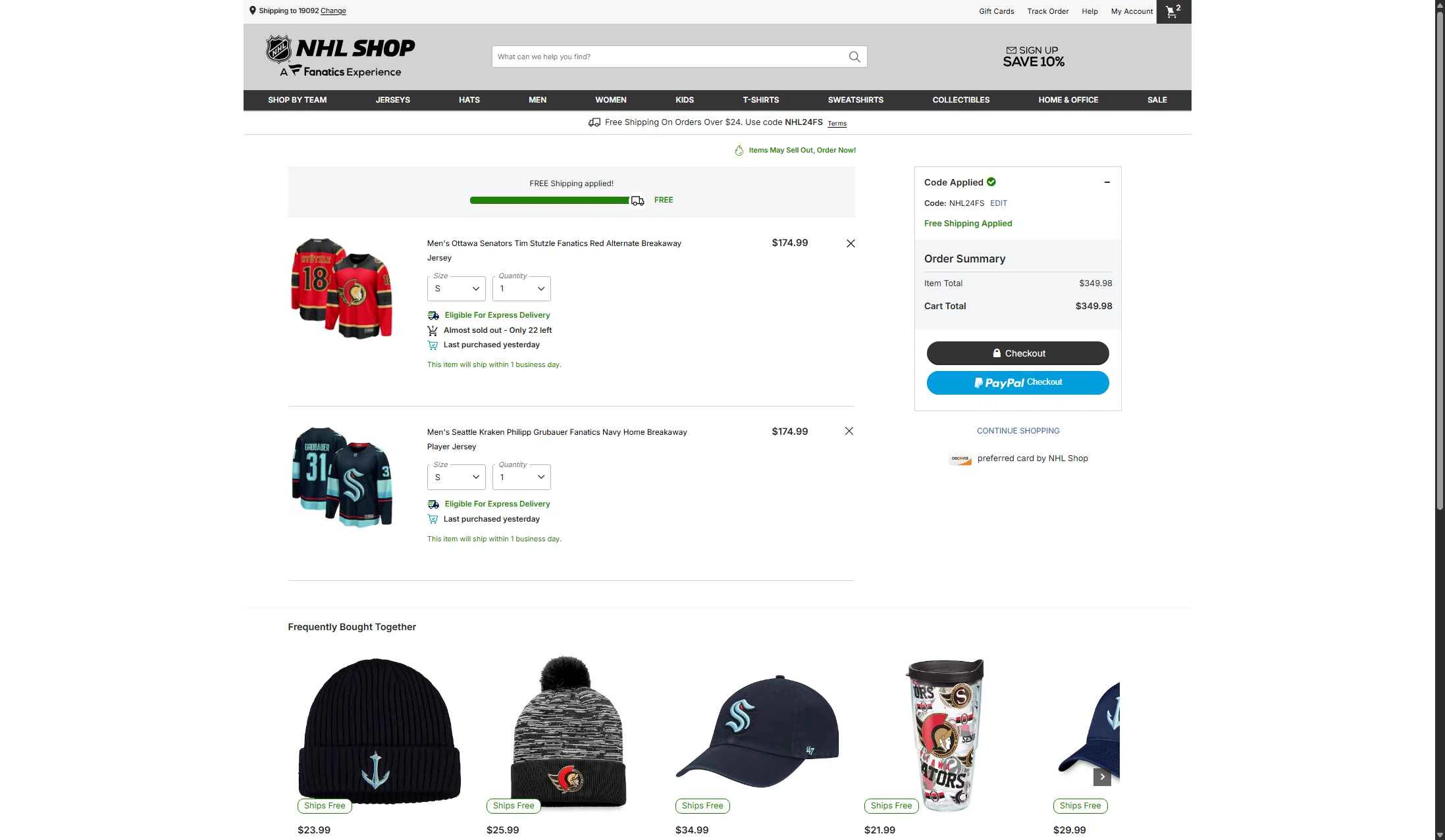 Seattle Kraken Shop checkout page showing Seattle Kraken Shop promo code box | Screenshot taken by SimplyCodes community member on Jan 7, 2026