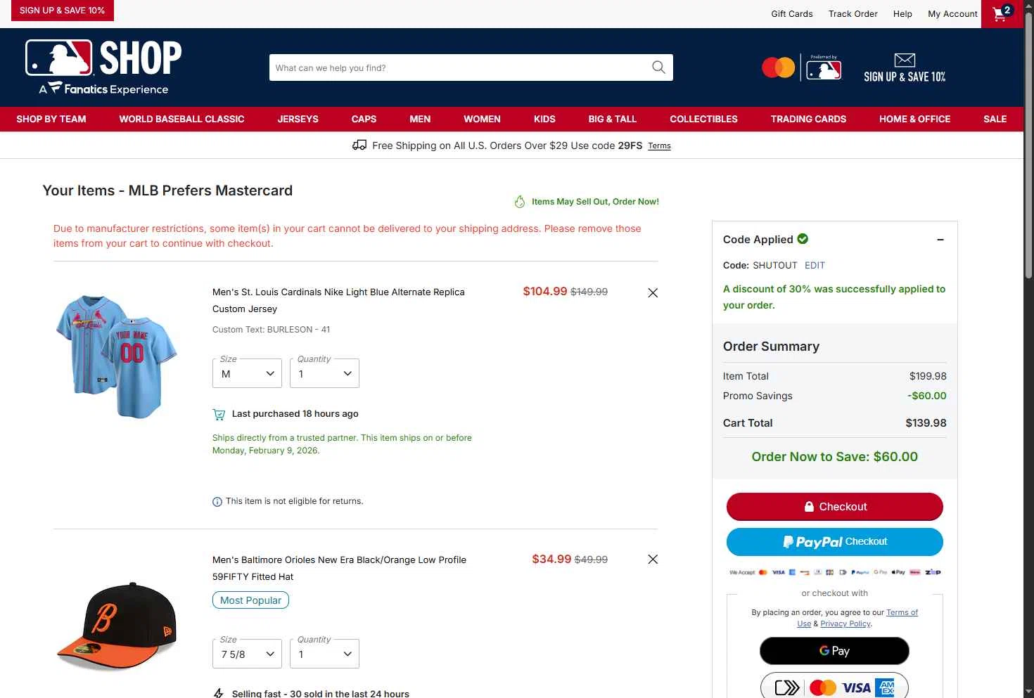 Seattle Mariners checkout page showing Seattle Mariners promo code box | Screenshot taken by SimplyCodes community member on Jan 24, 2026