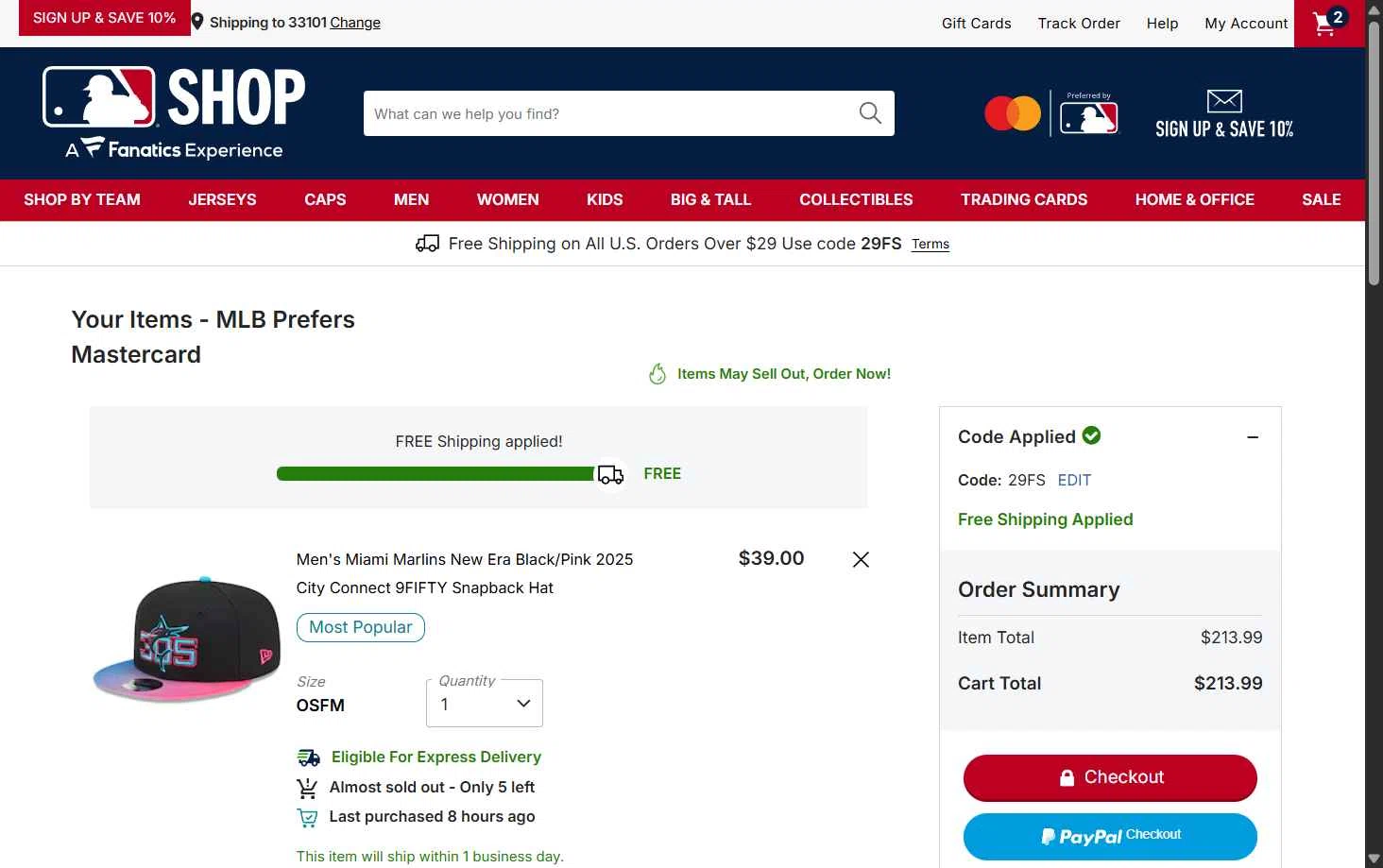Seattle Mariners checkout page showing Seattle Mariners promo code box | Screenshot taken by SimplyCodes community member on Jan 13, 2026