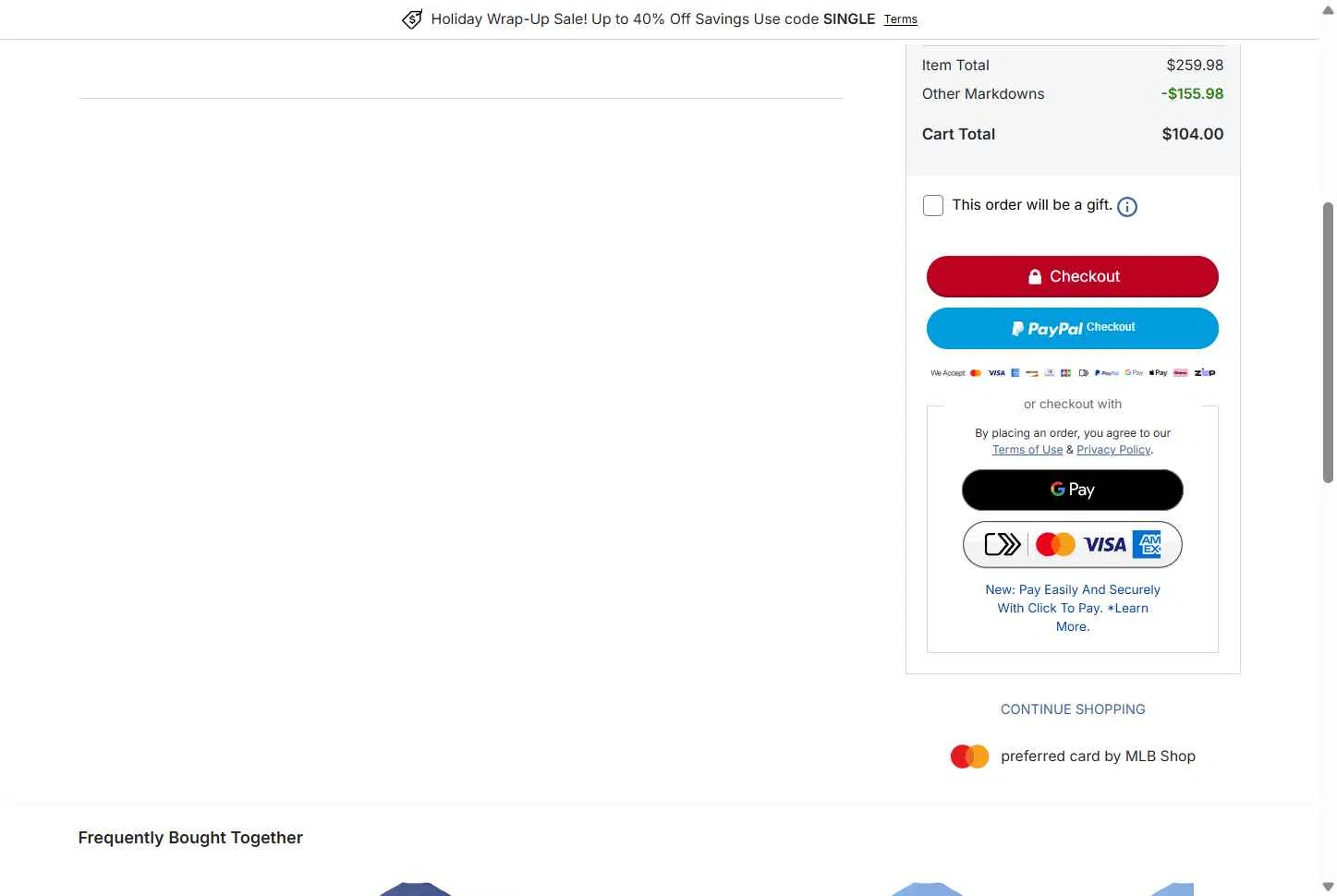 Seattle Mariners checkout page showing Seattle Mariners promo code box | Screenshot taken by SimplyCodes community member on Dec 22, 2025
