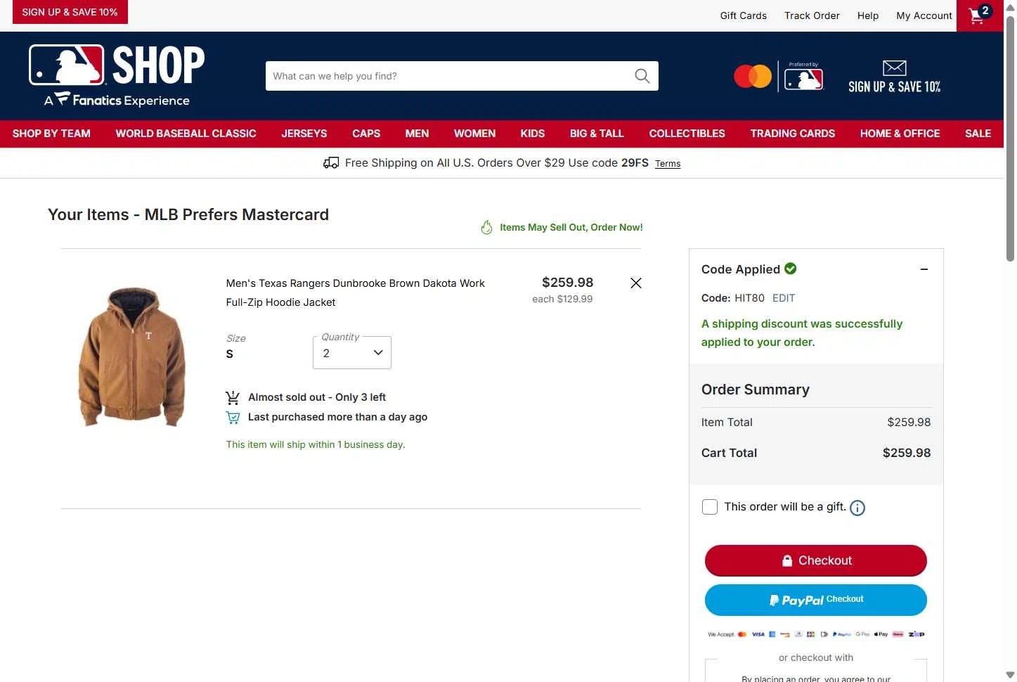 Seattle Mariners checkout page showing Seattle Mariners promo code box | Screenshot taken by SimplyCodes community member on Jan 19, 2026
