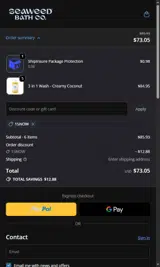 Seaweed Bath Co coupon verification screenshot