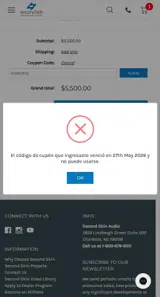 Second Skin Audio coupon verification screenshot