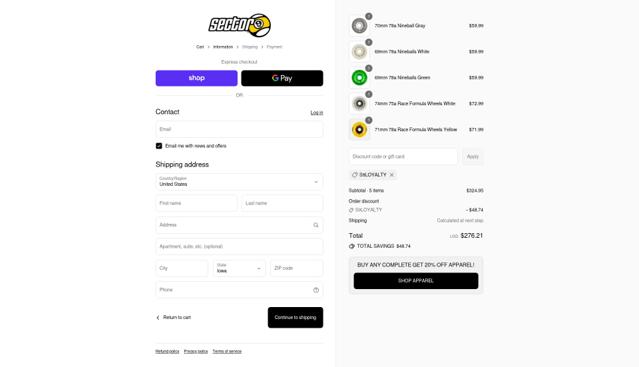 Sector 9 checkout page showing Sector 9 promo code box | Screenshot taken by SimplyCodes community member on Aug 30, 2025