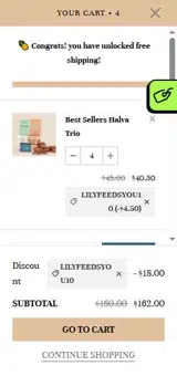 LILYFEEDSYOU10 coupon verification screenshot