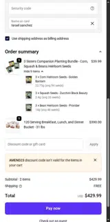 AMEND23 coupon verification screenshot