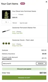WELCOME10 coupon verification screenshot