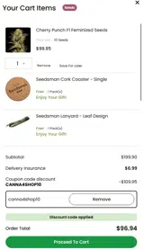 CANNA4SHOP10 coupon verification screenshot