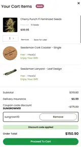 Seedsman coupon verification screenshot