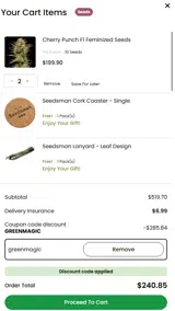 GREENMAGIC coupon verification screenshot