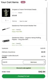 Seedsman coupon verification screenshot