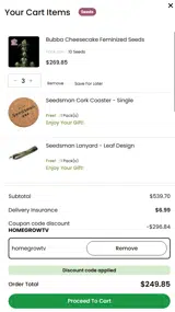 Seedsman coupon verification screenshot
