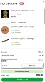 Seedsman coupon verification screenshot