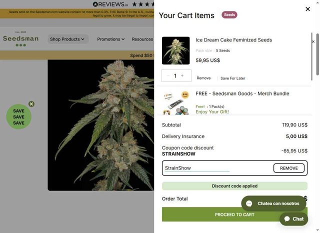 Seedsman checkout page showing Seedsman promo code box | Screenshot taken by SimplyCodes community member on Aug 19, 2025