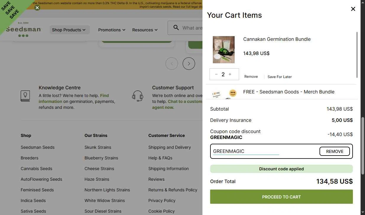 Seedsman checkout page showing Seedsman promo code box | Screenshot taken by SimplyCodes community member on Jan 20, 2026