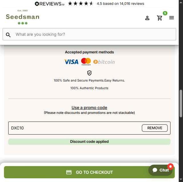 Seedsman checkout page showing Seedsman promo code box | Screenshot taken by SimplyCodes community member on Sep 27, 2025