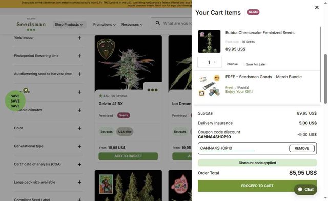 Seedsman checkout page showing Seedsman promo code box | Screenshot taken by SimplyCodes community member on Sep 3, 2025
