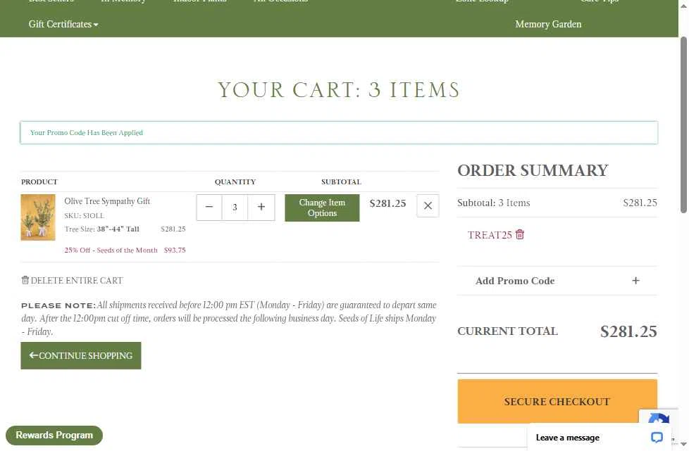 Seeds of Life checkout page showing Seeds of Life promo code box | Screenshot taken by SimplyCodes community member on Oct 7, 2025