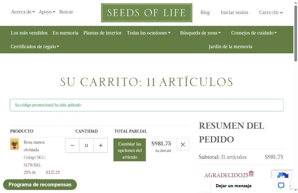 Seeds of Life checkout page showing Seeds of Life promo code box | Screenshot taken by SimplyCodes community member on Aug 25, 2025