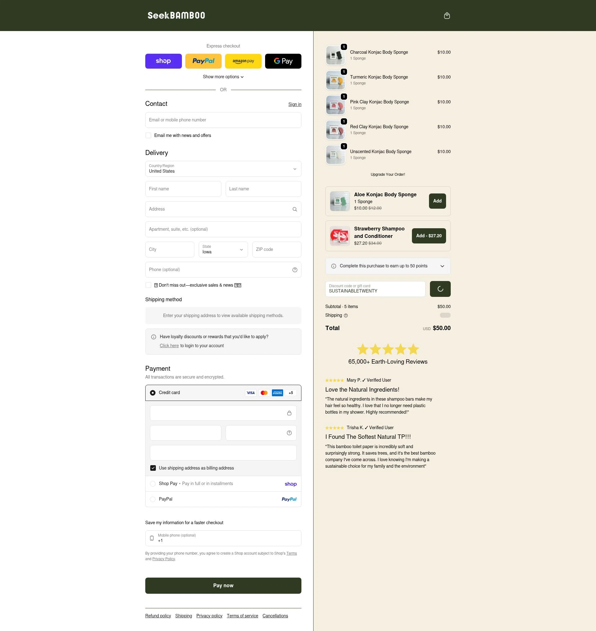 Seek Bamboo checkout page showing Seek Bamboo promo code box | Screenshot taken by SimplyCodes community member on Feb 8, 2026