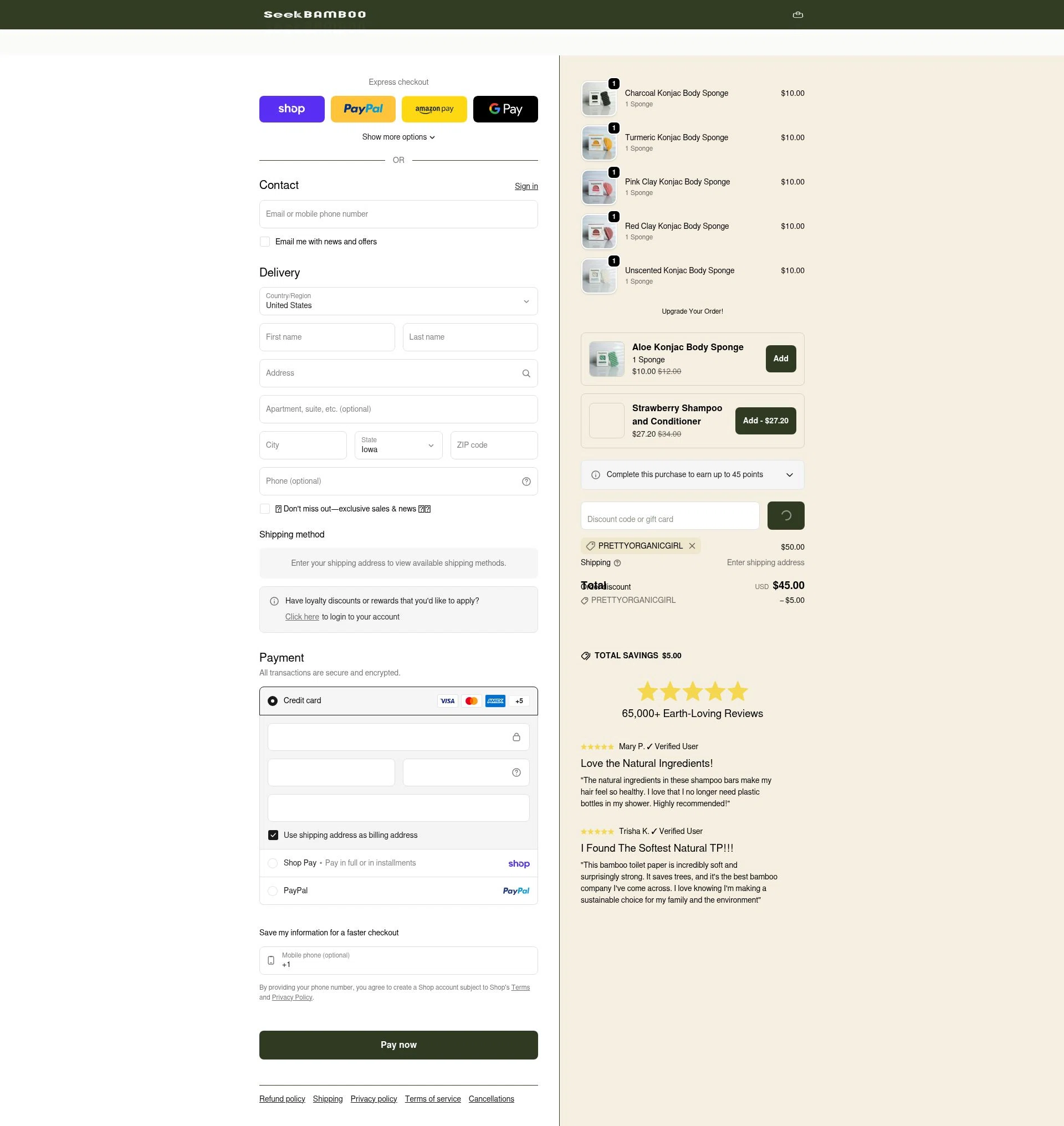 Seek Bamboo checkout page showing Seek Bamboo promo code box | Screenshot taken by SimplyCodes community member on Feb 7, 2026