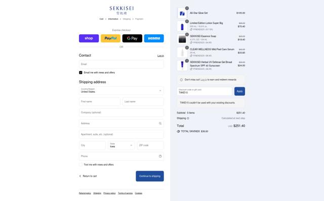 Sekkisei checkout page showing Sekkisei discount code box | Screenshot taken by SimplyCodes community member on Sep 4, 2025