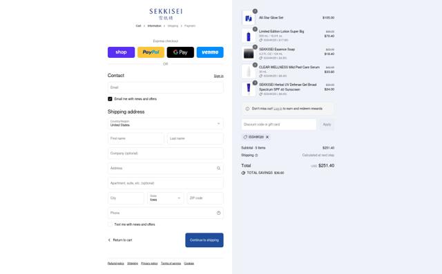 Sekkisei checkout page showing Sekkisei discount code box | Screenshot taken by SimplyCodes community member on Sep 12, 2025