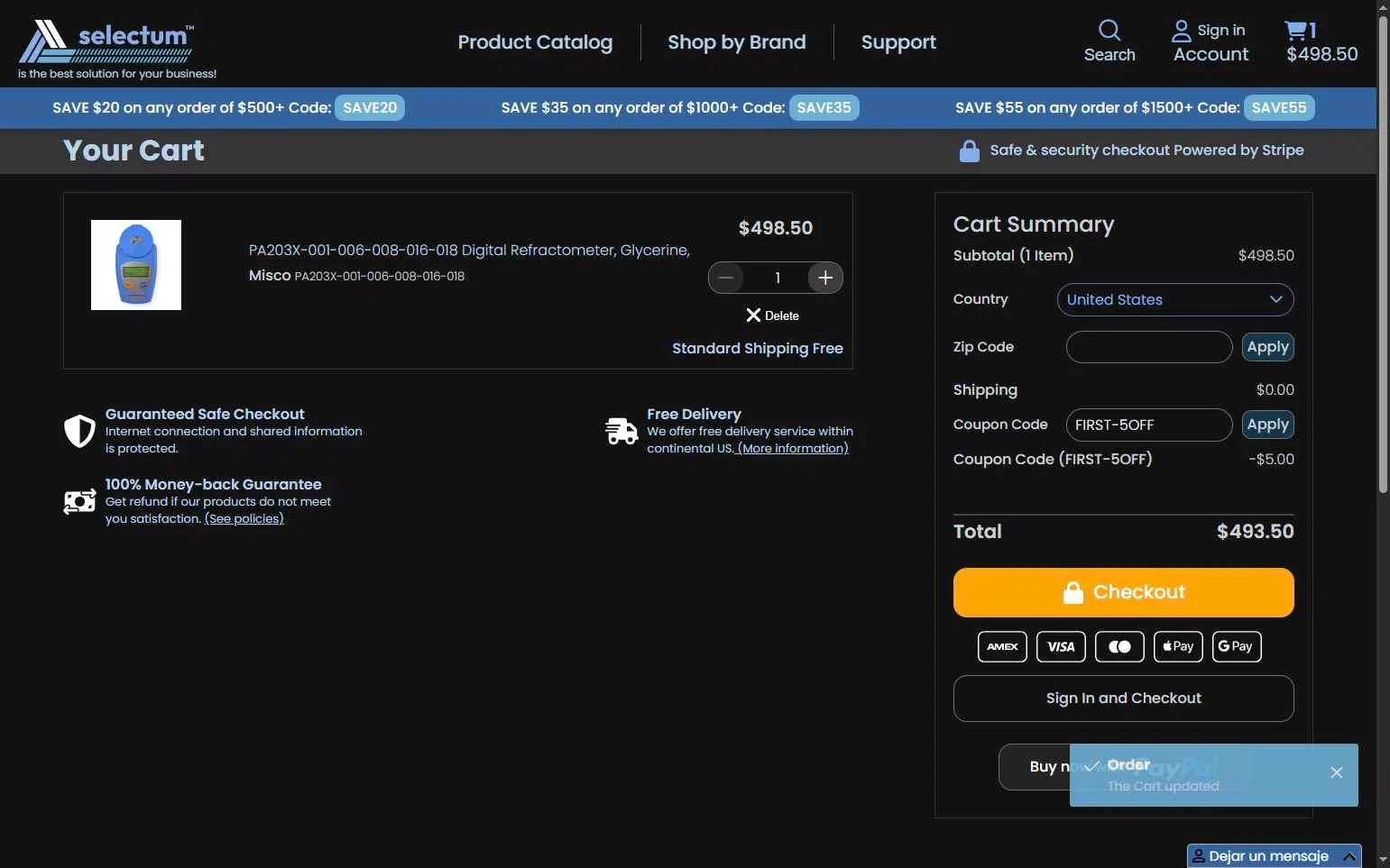 Selectum checkout page showing Selectum promo code box | Screenshot taken by SimplyCodes community member on Dec 4, 2025