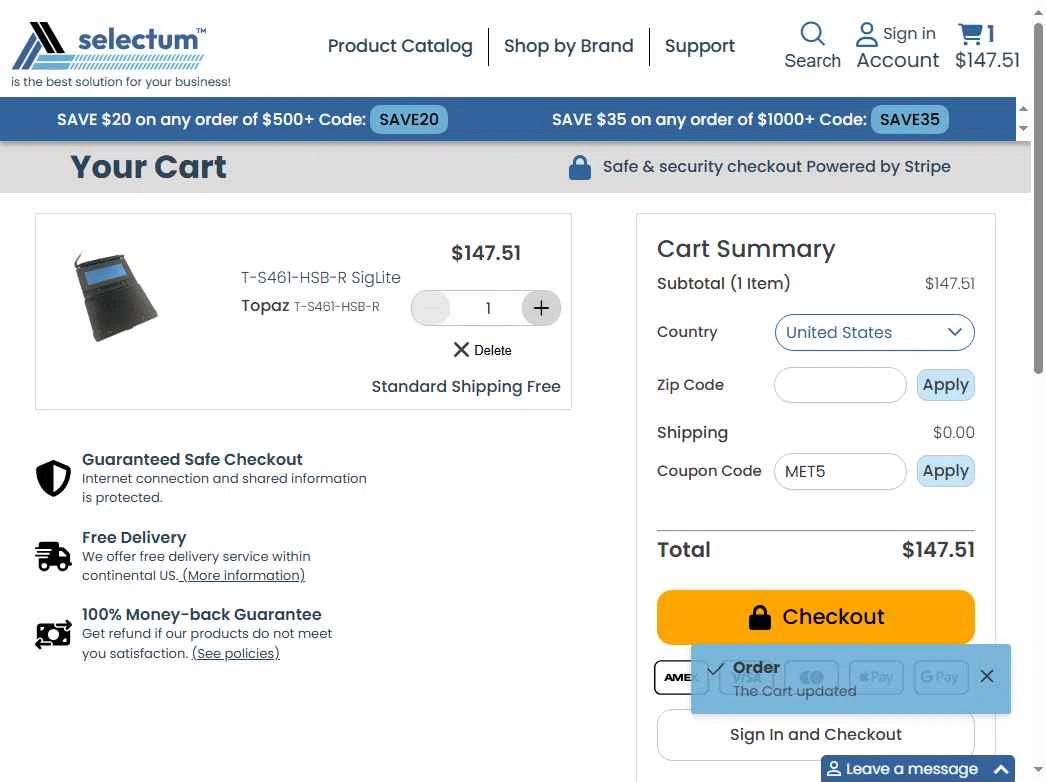 Selectum checkout page showing Selectum promo code box | Screenshot taken by SimplyCodes community member on Oct 18, 2025
