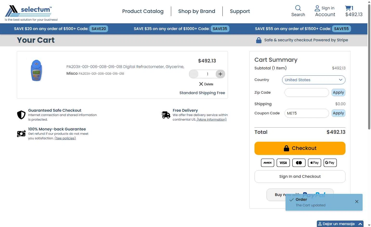 Selectum checkout page showing Selectum promo code box | Screenshot taken by SimplyCodes community member on Nov 16, 2025