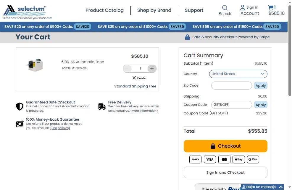 Selectum checkout page showing Selectum promo code box | Screenshot taken by SimplyCodes community member on Dec 4, 2025